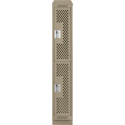 Clean Line Lockers, 2 -tier, 12" x 15" x 82", Steel, Beige, Rivet (Assembled), Perforated Sécurité Médic