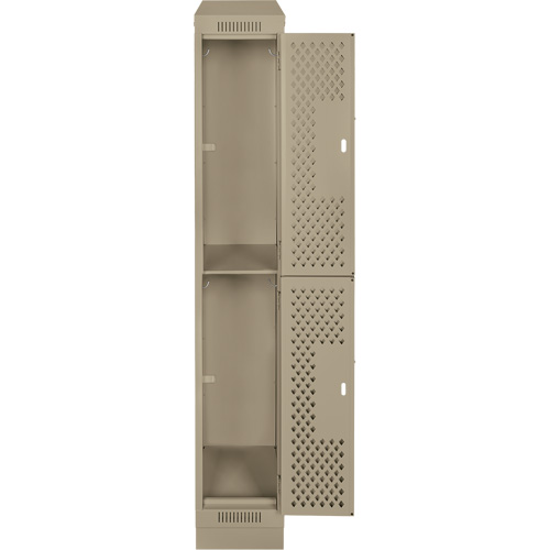 Clean Line Lockers, 2 -tier, 12" x 15" x 82", Steel, Beige, Rivet (Assembled), Perforated Sécurité Médic