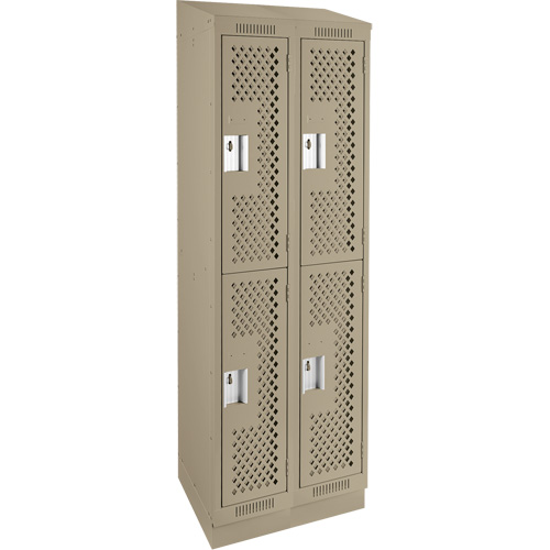 Casiers Clean Line, 2 niveaux, Bloc de 2, 24" x 12" x 82", Acier, Beige, Rivet (assembl&eacute;), Perfor&eacute; Sécurité Médic