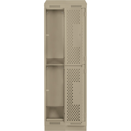 Casiers Clean Line, 2 niveaux, Bloc de 2, 24" x 12" x 82", Acier, Beige, Rivet (assembl&eacute;), Perfor&eacute; Sécurité Médic