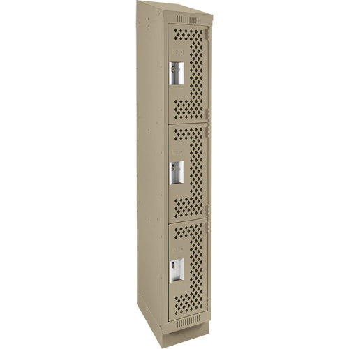Casiers Clean Line, 3 niveaux, 12" x 18" x 82", Acier, Beige, Rivet (assembl&eacute;), Perfor&eacute; Sécurité Médic