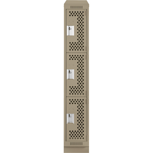 Casiers Clean Line, 3 niveaux, 12" x 18" x 82", Acier, Beige, Rivet (assembl&eacute;), Perfor&eacute; Sécurité Médic