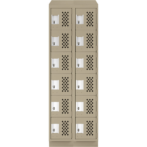 Clean-Line Perforated Lockerette, 6 -tier, Bank of 2, 12" x 72" x 12", Steel Sécurité Médic