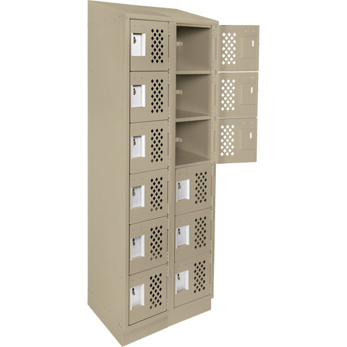 Clean-Line Perforated Lockerette, 6 -tier, Bank of 2, 12" x 72" x 12", Steel Sécurité Médic