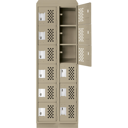Clean-Line Perforated Lockerette, 6 -tier, Bank of 2, 12" x 72" x 12", Steel Sécurité Médic