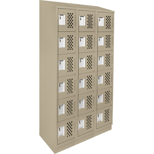 Assembled Lockerettes Clean Line Perforated Economy Lockers, 6 -tier, Bank of 3, 18" x 72" x 12", Steel Sécurité Médic