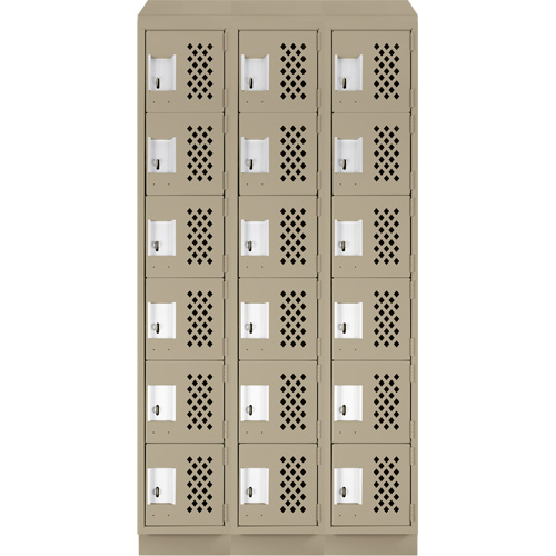 Assembled Lockerettes Clean Line Perforated Economy Lockers, 6 -tier, Bank of 3, 18" x 72" x 12", Steel Sécurité Médic