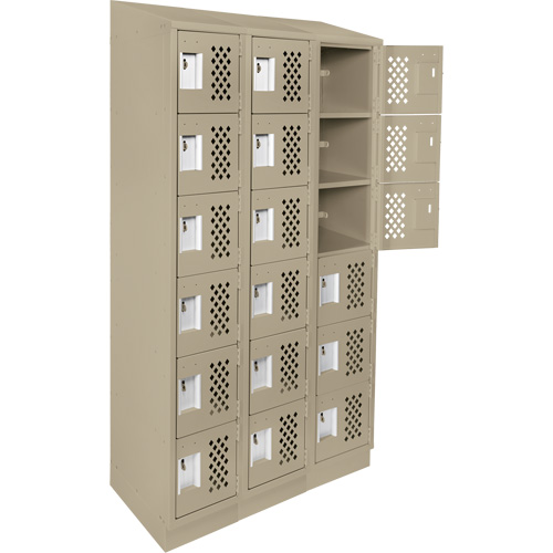 Assembled Lockerettes Clean Line Perforated Economy Lockers, 6 -tier, Bank of 3, 18" x 72" x 12", Steel Sécurité Médic