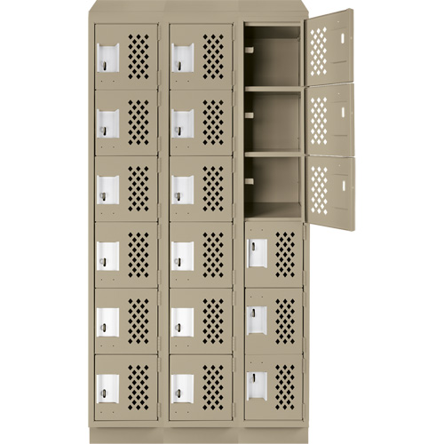 Assembled Lockerettes Clean Line Perforated Economy Lockers, 6 -tier, Bank of 3, 18" x 72" x 12", Steel Sécurité Médic
