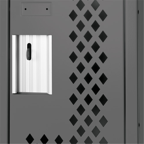 Clean Line Lockers, Bank of 2, 24" x 15" x 72", Steel, Charcoal, Rivet (Assembled), Perforated Sécurité Médic