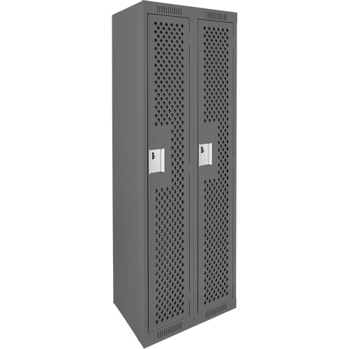 Clean Line Lockers, Bank of 2, 24" x 15" x 72", Steel, Charcoal, Rivet (Assembled), Perforated Sécurité Médic