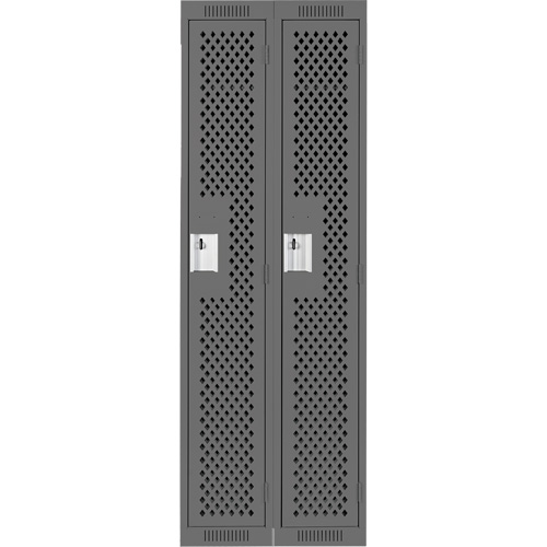 Clean Line Lockers, Bank of 2, 24" x 15" x 72", Steel, Charcoal, Rivet (Assembled), Perforated Sécurité Médic