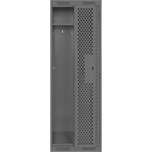 Clean Line Lockers, Bank of 2, 24" x 15" x 72", Steel, Charcoal, Rivet (Assembled), Perforated Sécurité Médic