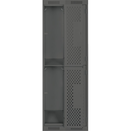 Clean Line Lockers, 2 -tier, Bank of 2, 24" x 15" x 72", Steel, Charcoal, Rivet (Assembled), Perforated Sécurité Médic