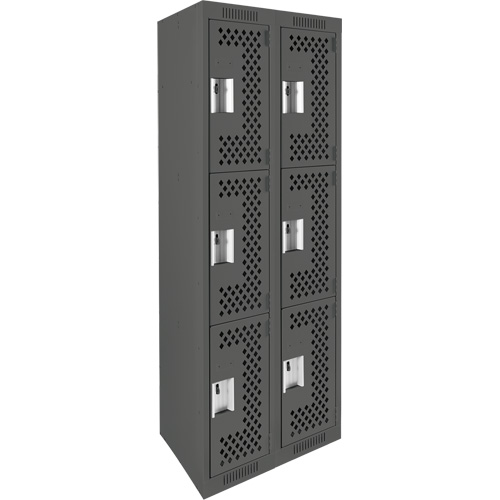 Casiers Clean Line, 3 niveaux, Bloc de 2, 24" x 12" x 72", Acier, Charbon, Rivet (assembl&eacute;), Perfor&eacute; Sécurité Médic