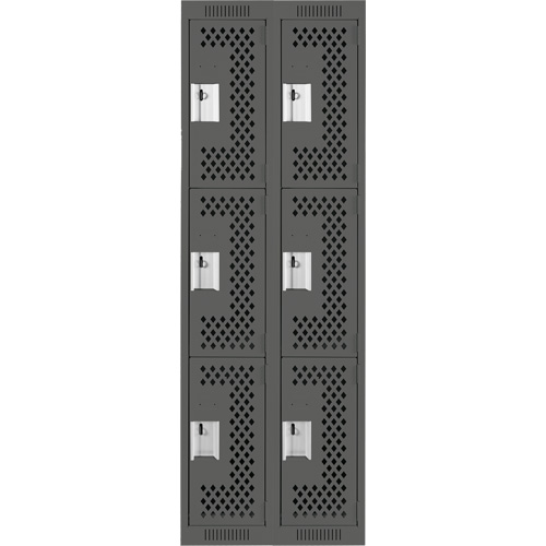 Casiers Clean Line, 3 niveaux, Bloc de 2, 24" x 12" x 72", Acier, Charbon, Rivet (assembl&eacute;), Perfor&eacute; Sécurité Médic