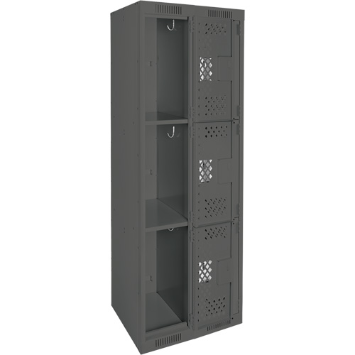 Casiers Clean Line, 3 niveaux, Bloc de 2, 24" x 12" x 72", Acier, Charbon, Rivet (assembl&eacute;), Perfor&eacute; Sécurité Médic