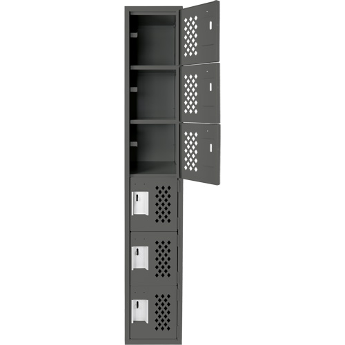 Clean-Line Perforated Lockerette, 6 -tier, 12" x 72" x 12", Steel Sécurité Médic