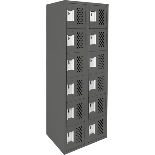 Petit casier perfor&eacute; Clean-Line, 6 niveaux, Bloc de 2, 15" x 72" x 12", Acier Sécurité Médic