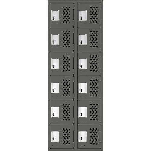 Petit casier perfor&eacute; Clean-Line, 6 niveaux, Bloc de 2, 15" x 72" x 12", Acier Sécurité Médic