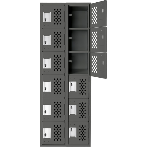 Petit casier perfor&eacute; Clean-Line, 6 niveaux, Bloc de 2, 15" x 72" x 12", Acier Sécurité Médic
