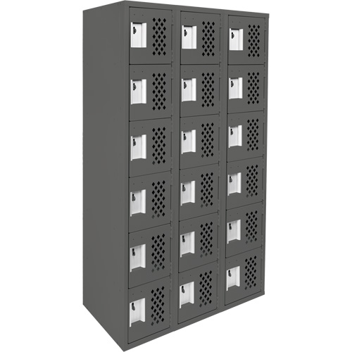 Petit casier perfor&eacute; Clean-Line, 6 niveaux, Bloc de 3, 15" x 72" x 12", Acier Sécurité Médic