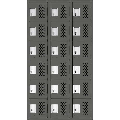 Petit casier perfor&eacute; Clean-Line, 6 niveaux, Bloc de 3, 15" x 72" x 12", Acier Sécurité Médic