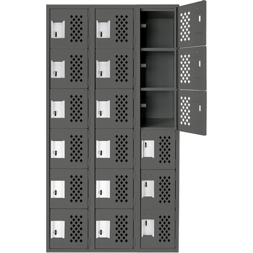 Petit casier perfor&eacute; Clean-Line, 6 niveaux, Bloc de 3, 15" x 72" x 12", Acier Sécurité Médic