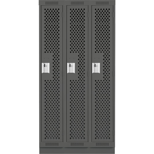 Casiers Clean Line, Bloc de 3, 36" x 18" x 76", Acier, Charbon, Rivet (assembl&eacute;), Perfor&eacute; Sécurité Médic