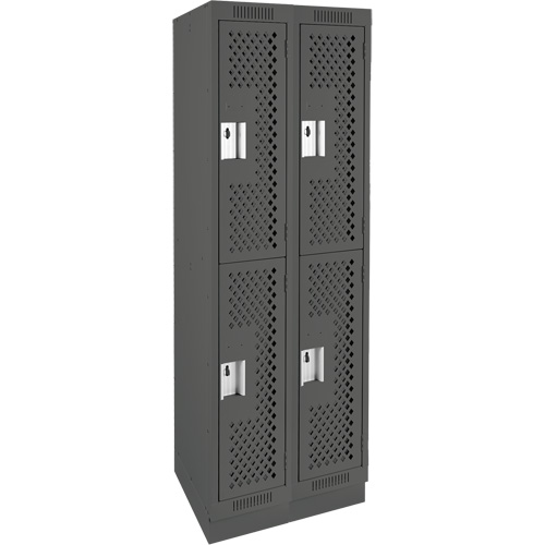 Casiers Clean Line, 2 niveaux, Bloc de 2, 24" x 15" x 76", Acier, Charbon, Rivet (assembl&eacute;), Perfor&eacute; Sécurité Médic