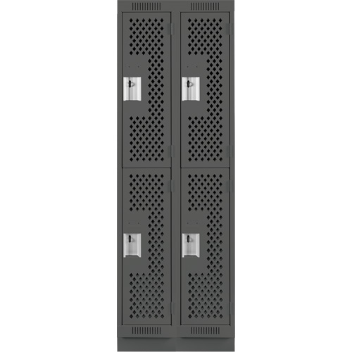Casiers Clean Line, 2 niveaux, Bloc de 2, 24" x 15" x 76", Acier, Charbon, Rivet (assembl&eacute;), Perfor&eacute; Sécurité Médic