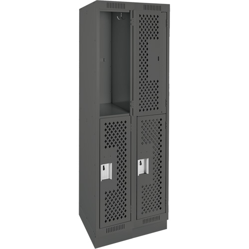 Casiers Clean Line, 2 niveaux, Bloc de 2, 24" x 15" x 76", Acier, Charbon, Rivet (assembl&eacute;), Perfor&eacute; Sécurité Médic