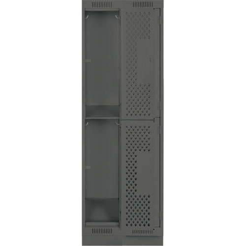 Casiers Clean Line, 2 niveaux, Bloc de 2, 24" x 15" x 76", Acier, Charbon, Rivet (assembl&eacute;), Perfor&eacute; Sécurité Médic