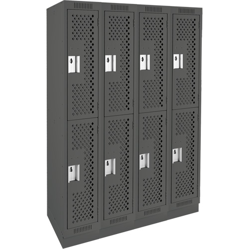 Casiers Clean Line, 2 niveaux, Bloc de 4, 48" x 15" x 76", Acier, Charbon, Rivet (assembl&eacute;), Perfor&eacute; Sécurité Médic