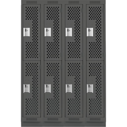 Casiers Clean Line, 2 niveaux, Bloc de 4, 48" x 15" x 76", Acier, Charbon, Rivet (assembl&eacute;), Perfor&eacute; Sécurité Médic
