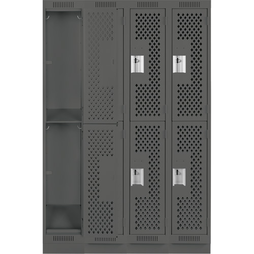 Casiers Clean Line, 2 niveaux, Bloc de 4, 48" x 15" x 76", Acier, Charbon, Rivet (assembl&eacute;), Perfor&eacute; Sécurité Médic