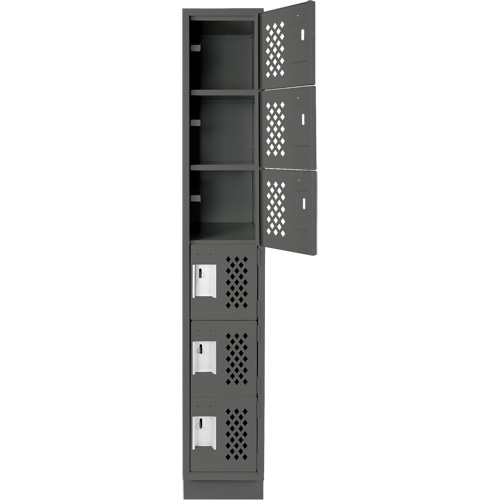 Clean-Line Perforated Lockerette, 6 -tier, 12" x 72" x 12", Steel Sécurité Médic