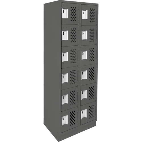 Assembled Lockerettes Clean Line Perforated Economy Lockers, 6 -tier, Bank of 2, 18" x 72" x 12", Steel Sécurité Médic