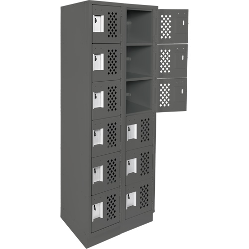 Assembled Lockerettes Clean Line Perforated Economy Lockers, 6 -tier, Bank of 2, 18" x 72" x 12", Steel Sécurité Médic