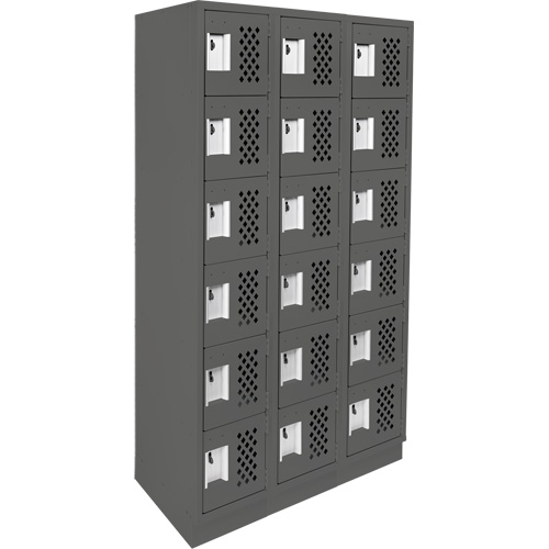 Clean-Line Perforated Lockerette, 6 -tier, Bank of 3, 12" x 72" x 12", Steel Sécurité Médic