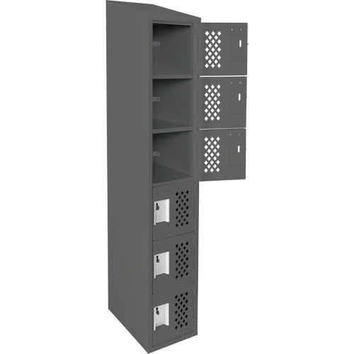 Assembled Lockerettes Clean Line Perforated Economy Lockers, 6 -tier, 18" x 72" x 12", Steel Sécurité Médic