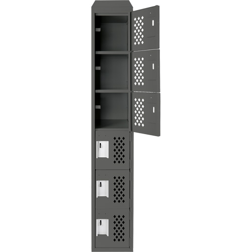 Assembled Lockerettes Clean Line Perforated Economy Lockers, 6 -tier, 18" x 72" x 12", Steel Sécurité Médic