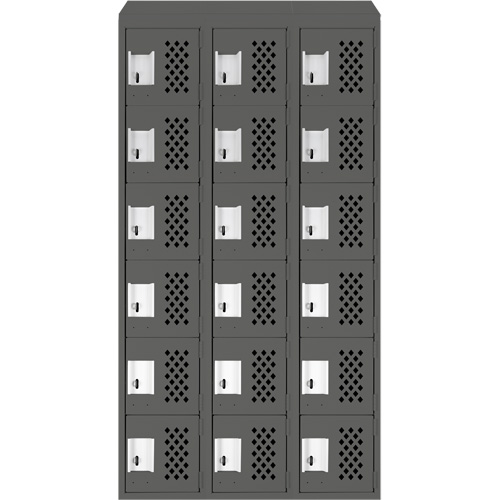 Assembled Lockerettes Clean Line Perforated Economy Lockers, 6 -tier, Bank of 3, 18" x 72" x 12", Steel Sécurité Médic