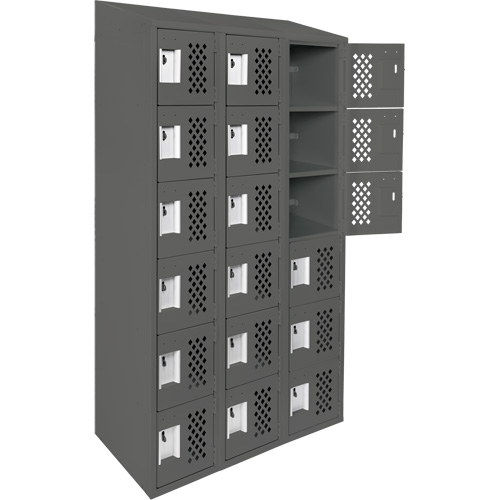 Assembled Lockerettes Clean Line Perforated Economy Lockers, 6 -tier, Bank of 3, 18" x 72" x 12", Steel Sécurité Médic