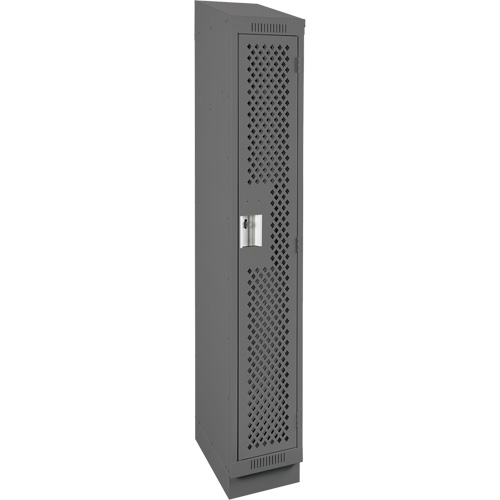 Clean Line Lockers, 12" x 12" x 82", Steel, Charcoal, Rivet (Assembled), Perforated Sécurité Médic