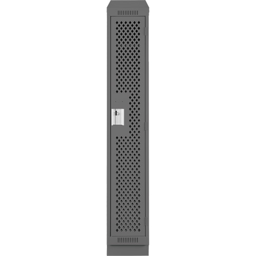 Clean Line Lockers, 12" x 12" x 82", Steel, Charcoal, Rivet (Assembled), Perforated Sécurité Médic
