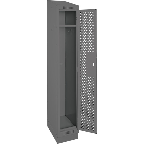 Clean Line Lockers, 12" x 12" x 82", Steel, Charcoal, Rivet (Assembled), Perforated Sécurité Médic