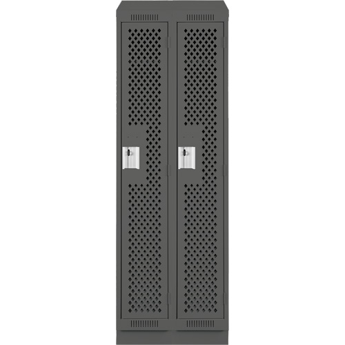 Clean Line Lockers, Bank of 2, 24" x 12" x 82", Steel, Charcoal, Rivet (Assembled), Perforated Sécurité Médic