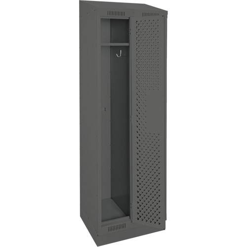 Clean Line Lockers, Bank of 2, 24" x 12" x 82", Steel, Charcoal, Rivet (Assembled), Perforated Sécurité Médic
