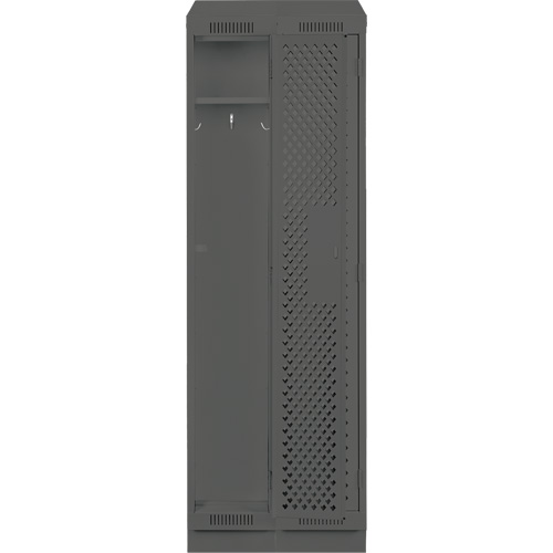 Clean Line Lockers, Bank of 2, 24" x 12" x 82", Steel, Charcoal, Rivet (Assembled), Perforated Sécurité Médic